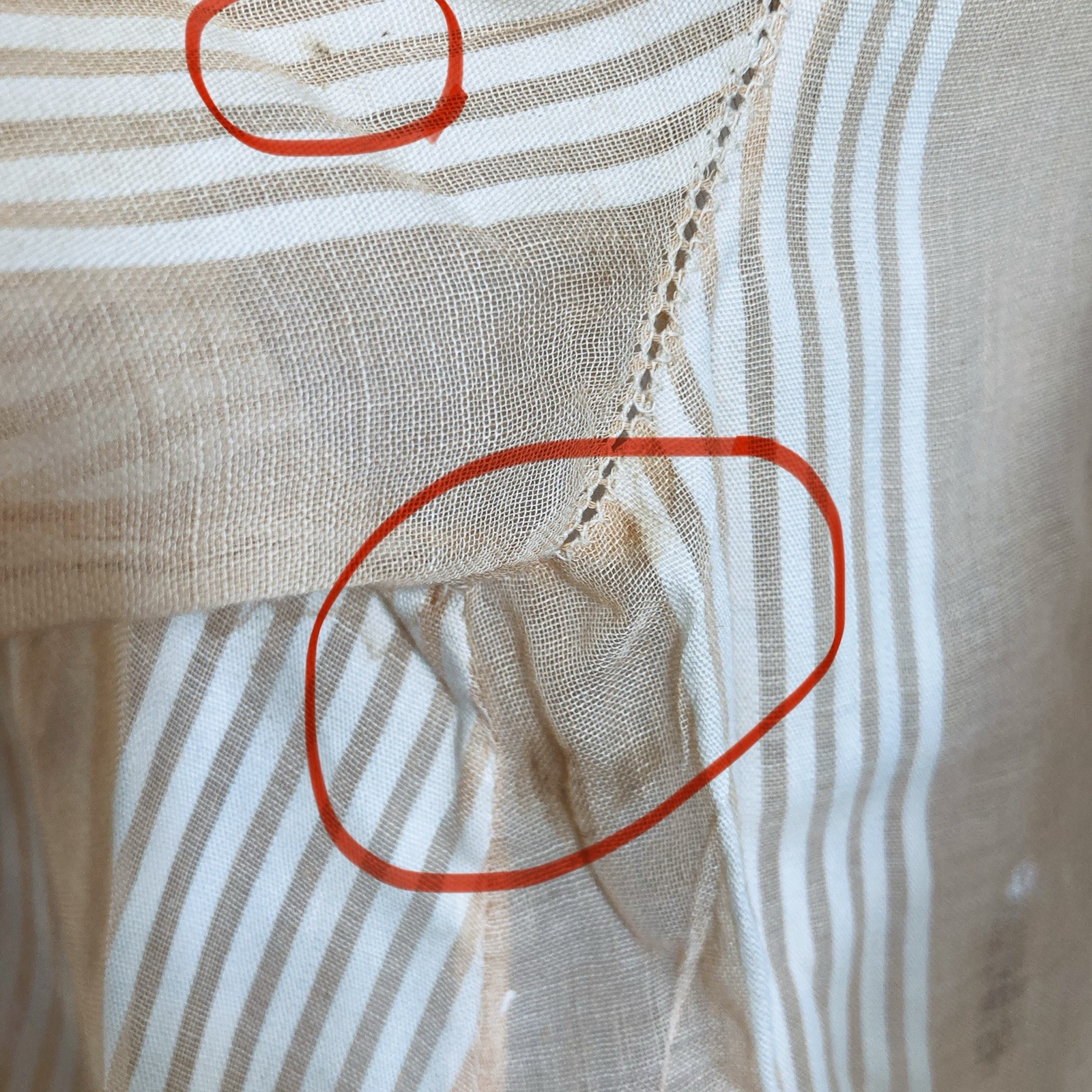 1910s 1920s Edwardian Flapper Peach Pastel Tunic Shadow Stripe Blouse Top Summer