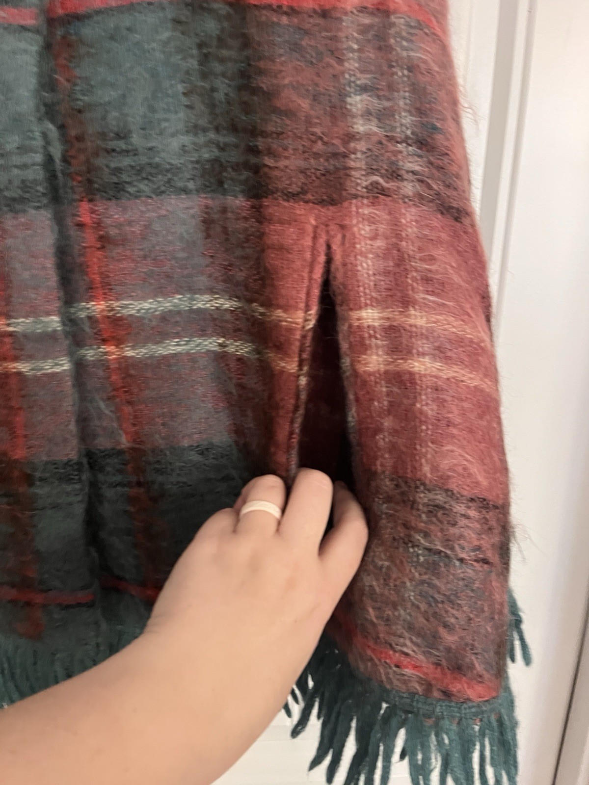 Andrew Stewart Vintage Cape Poncho in Wool & Mohair Woven in Scotland Plaid 319