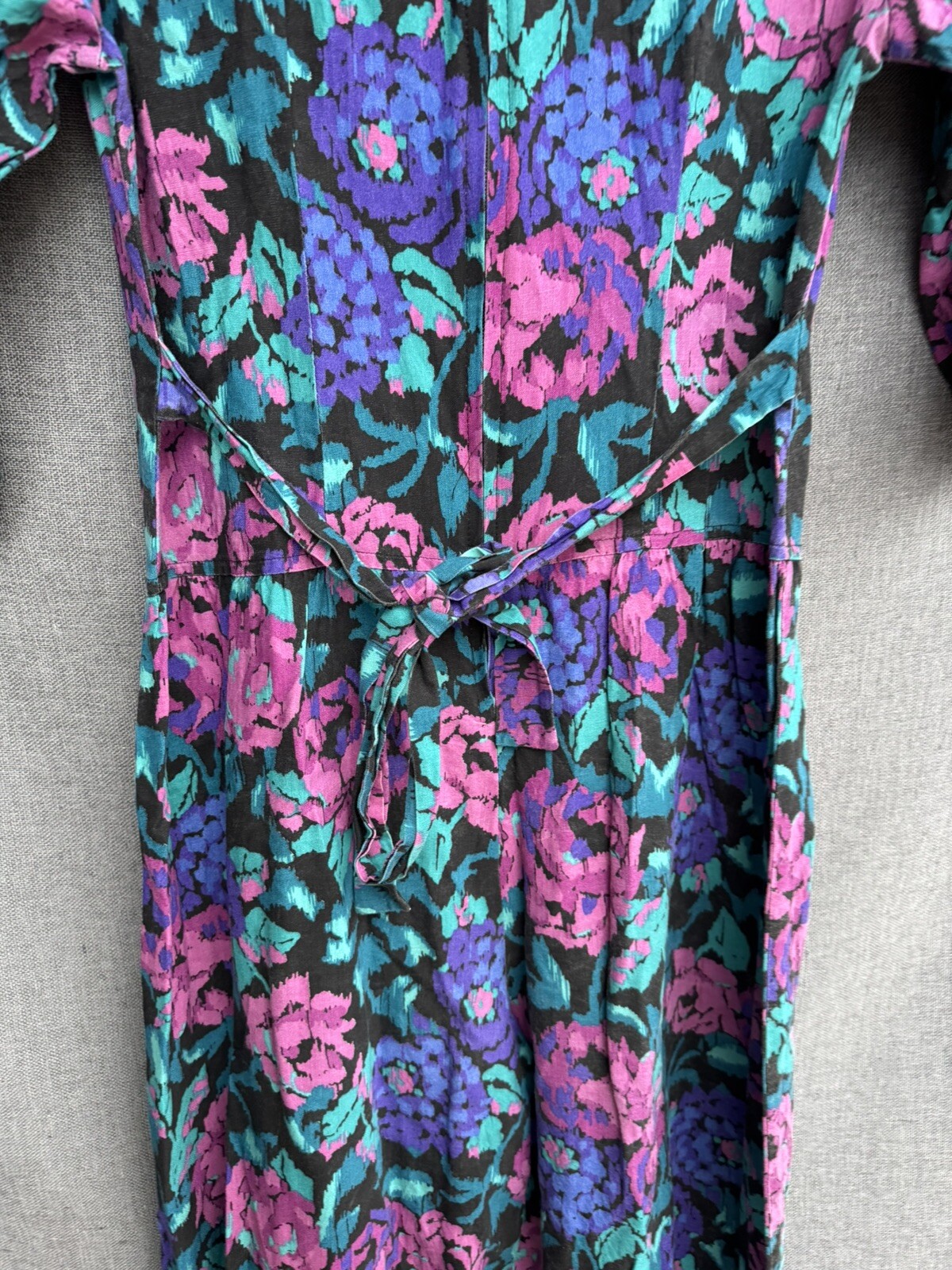 Rabbit Designs Sz 8 Vintage 80’s 90’s USA Jumpsuit Romper Floral Pink Purple