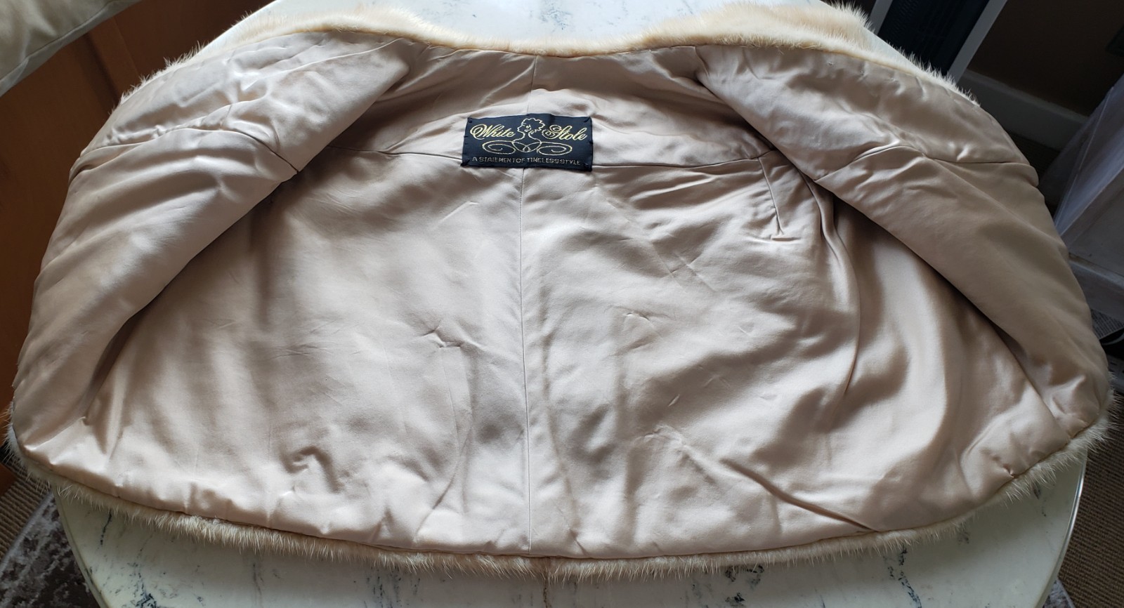 Champagne Blonde Mink Fur Bridal Stole – 1950s Vintage Wedding Wrap White Stole