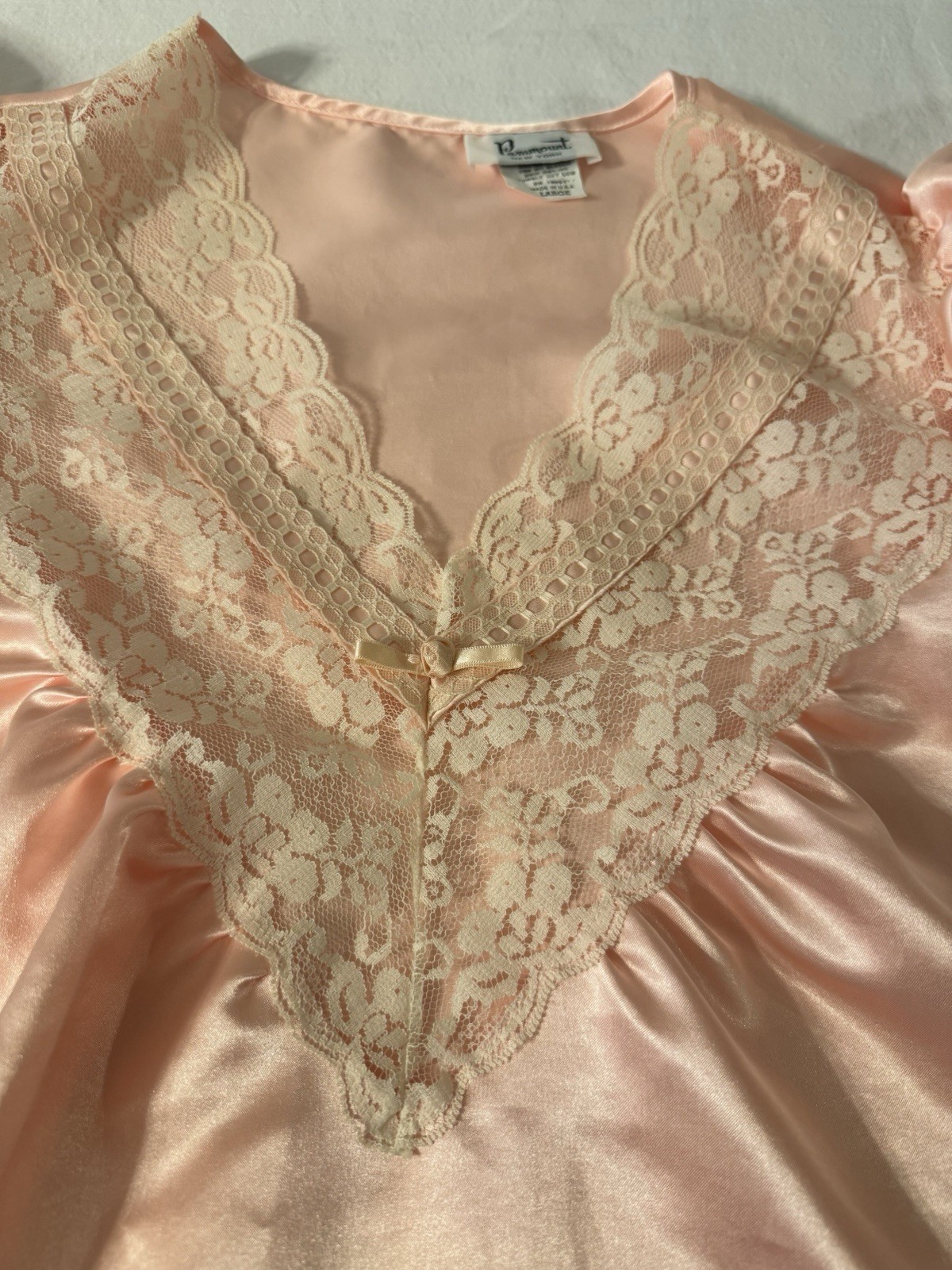 Vintage Paramount Of New York Women’s Nightgown Baby Doll Pink Ruffle Lace L