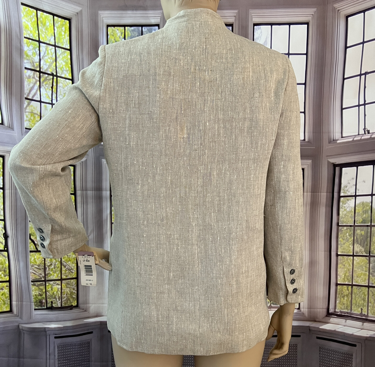 Linen Jacket Minimalist Size 16 Button Front NEW Vintage 90s Harve Bernard