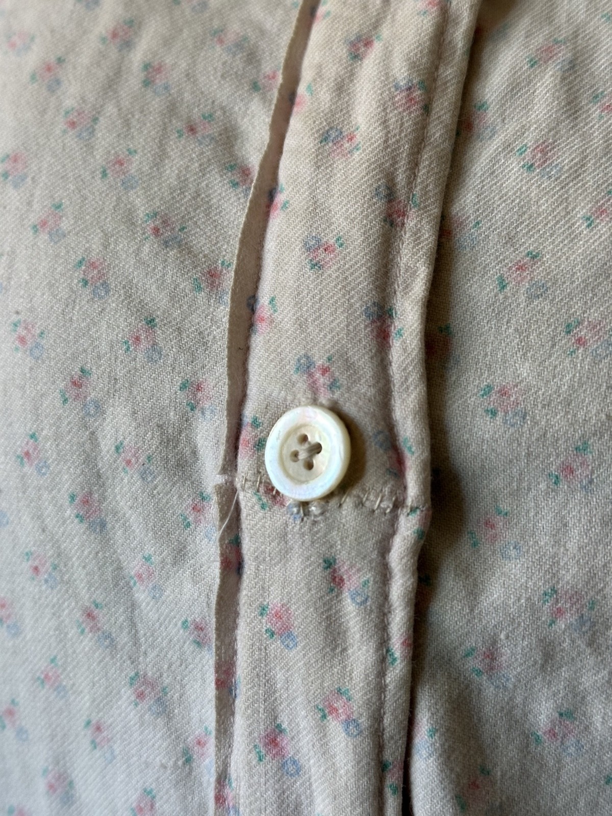 1920s 30s French Pink Flannel Dress Floral Pullover Nightgown Fade Repairs Worn