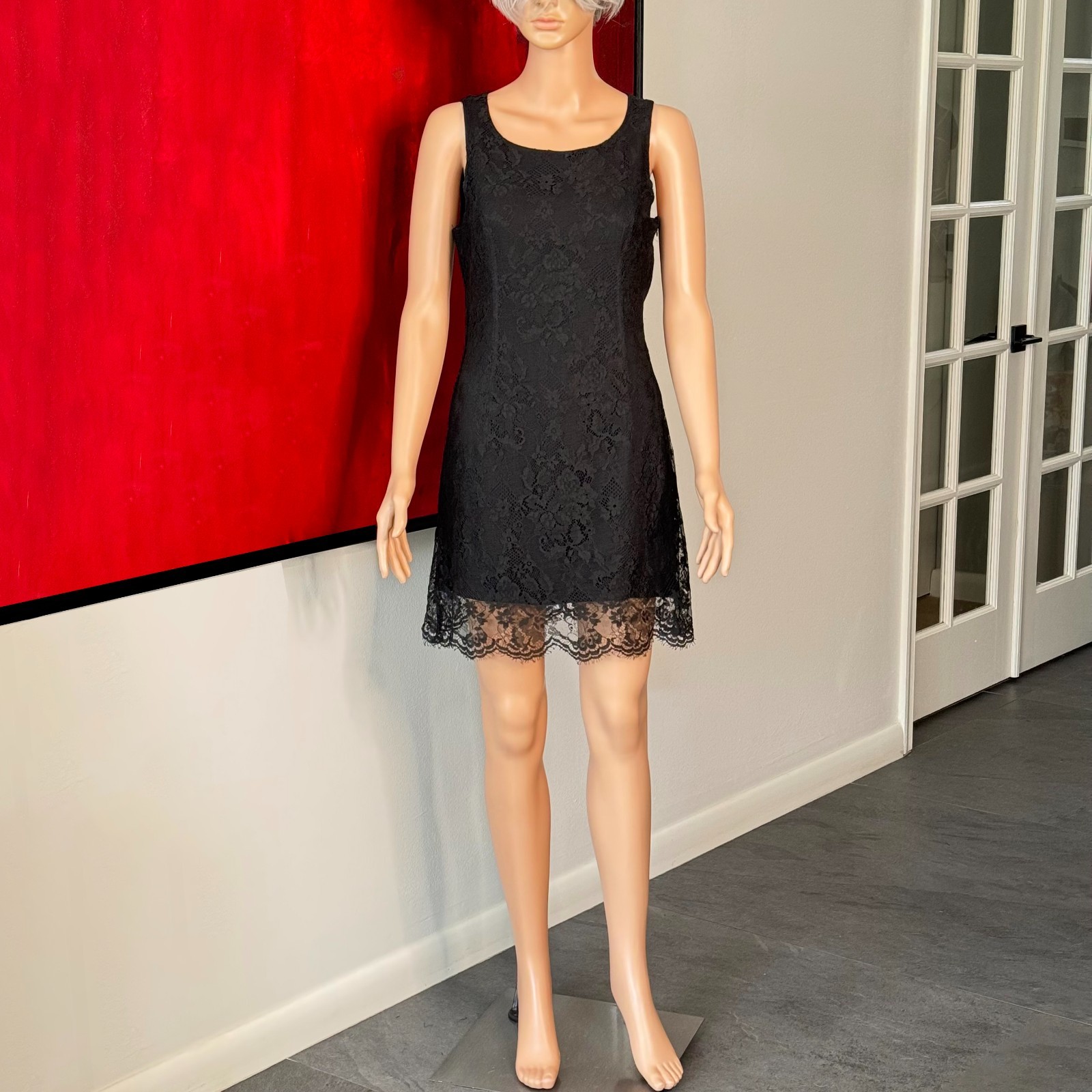 GIANNI VERSACE VERSUS black lace mini dress size 46 from S/S 1994