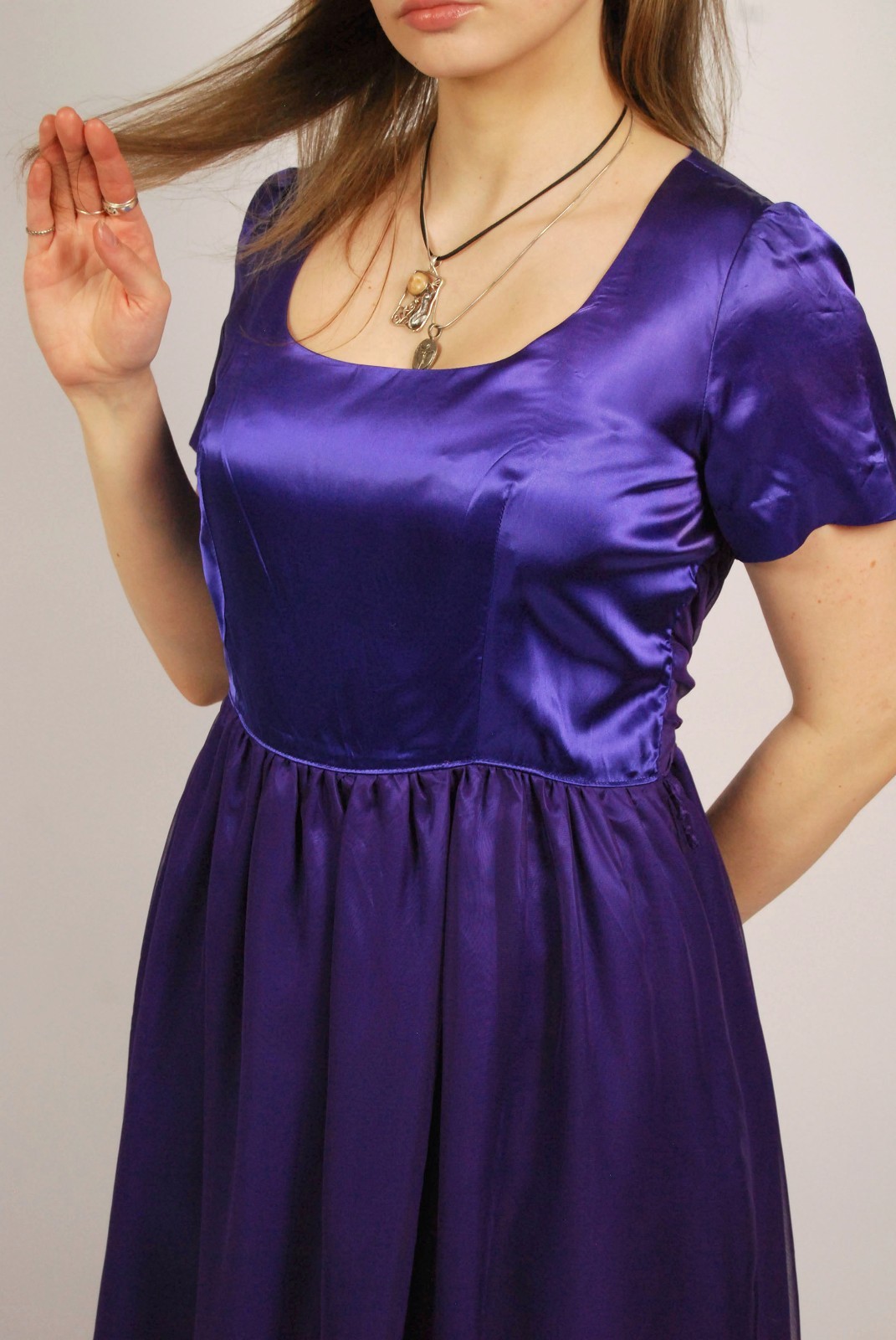 80s Babydoll Gown (L) large purple vintage maxi royal renaissance formal prom