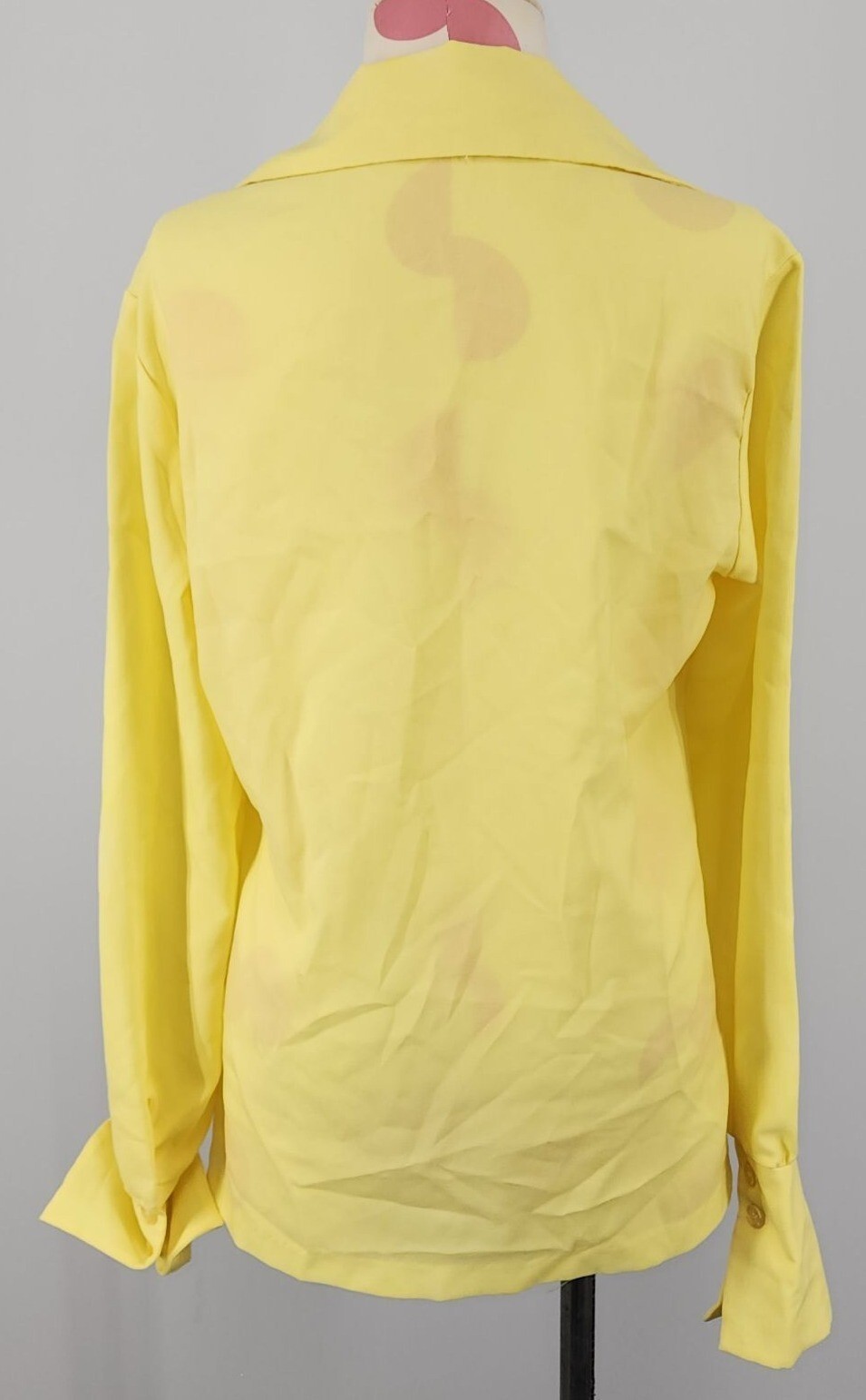 Vintage Lady Arrow Yellow Collared Cuffed Long Sleeve Button Down Blouse 70’s 12