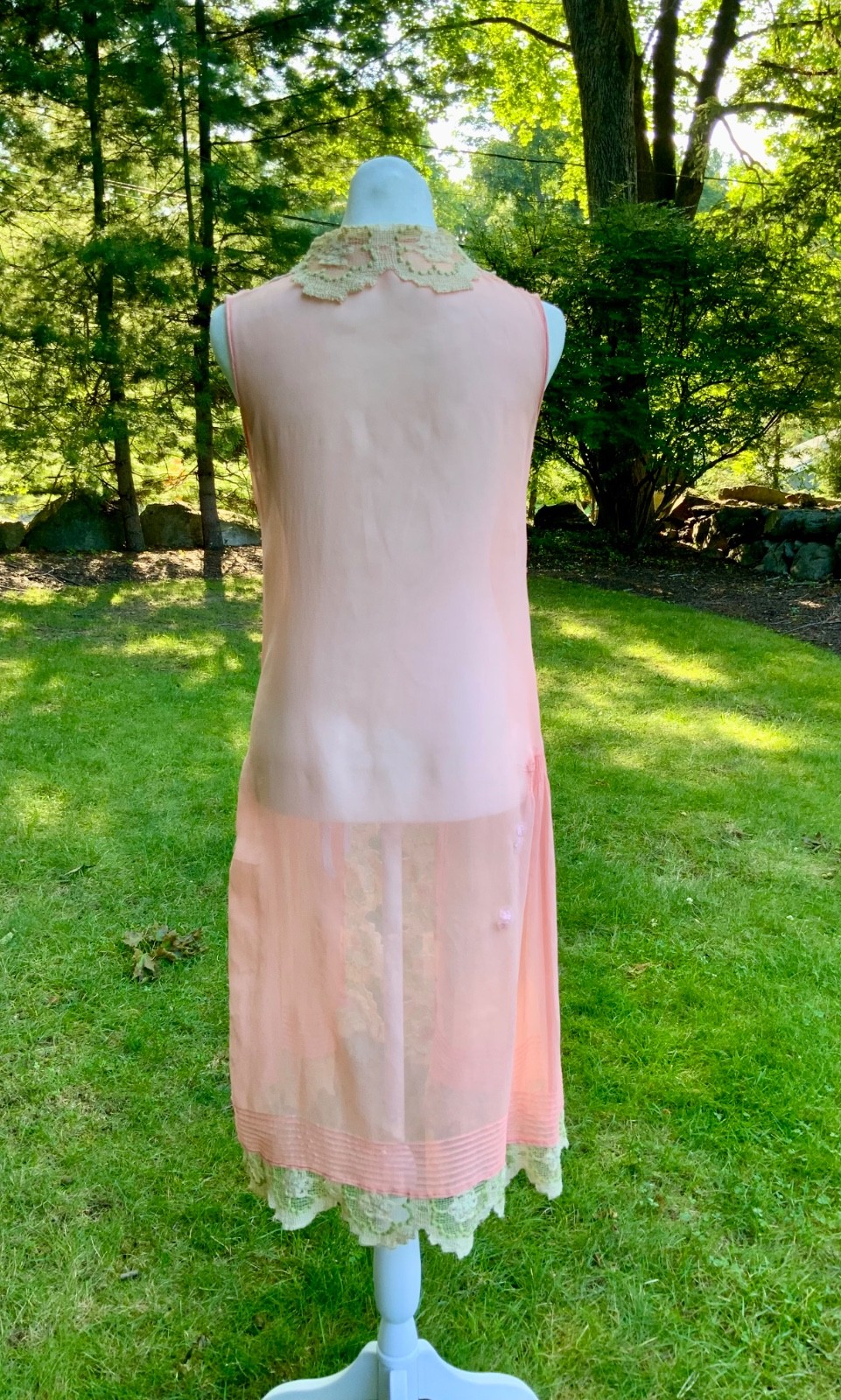 Rare 1920s Silk Chiffon Flapper Dress Art Deco Lace Dress Original Silk Slip Ant