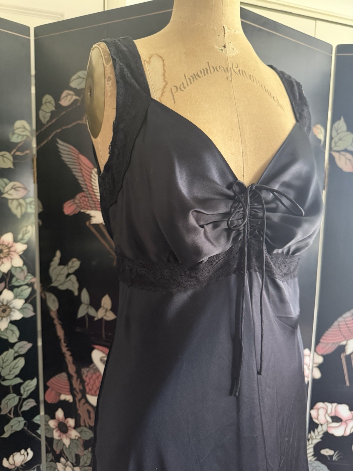 Vintage WDNY Black Silk Slip Dress Maxi Lined Wedding Cocktail Party Glam 6