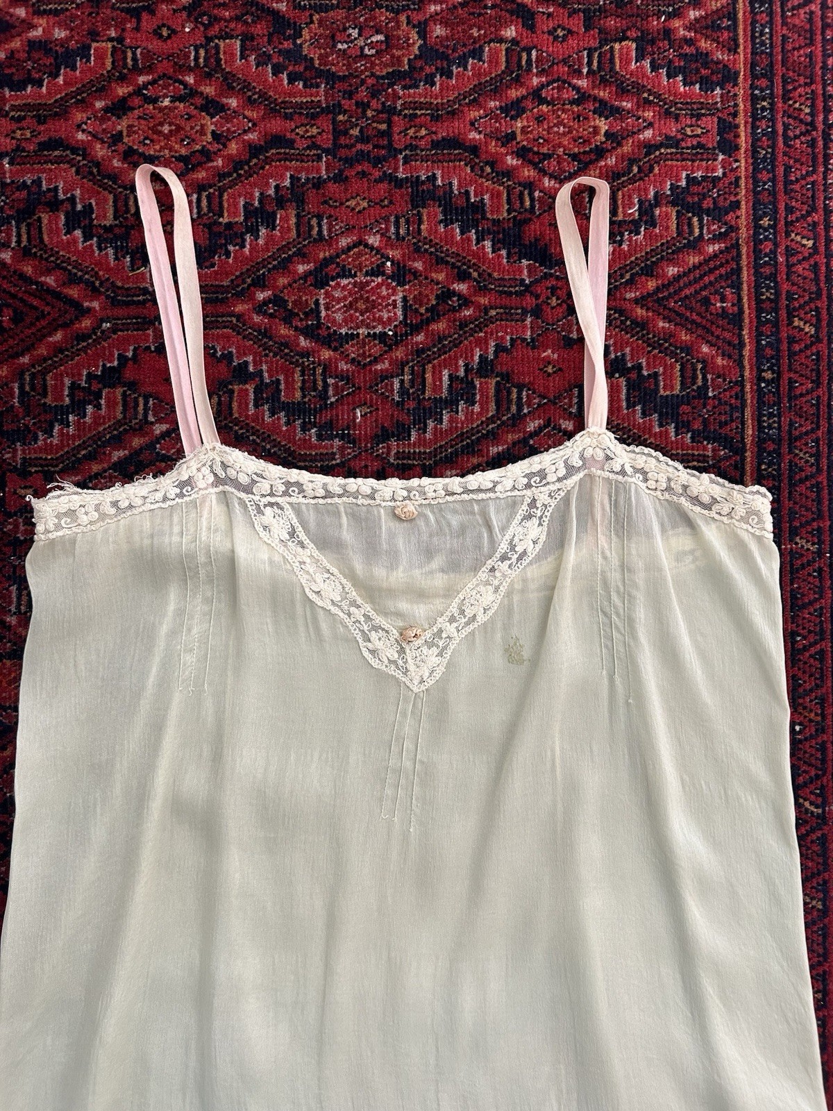 Sea-foam Green 1920’s Silk Teddy / Step-in. Antique Lingerie.