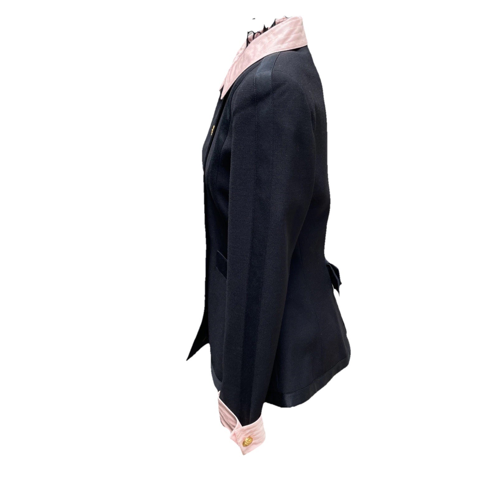 VNTG Rena Lange Structured Black Wool & Silk Blazer Jacket US4/ FR36/ GB08