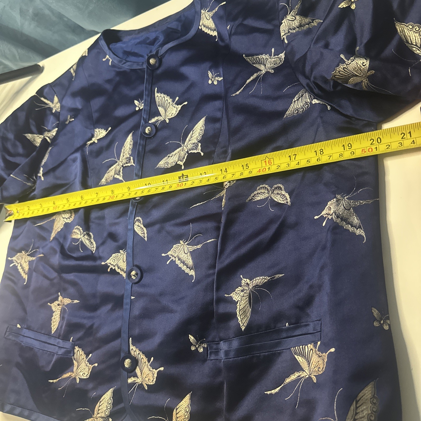 Ying Tai Ltd Vintage Women Jacket Silk Gold Butterfly Motif Hong Kong Boutique