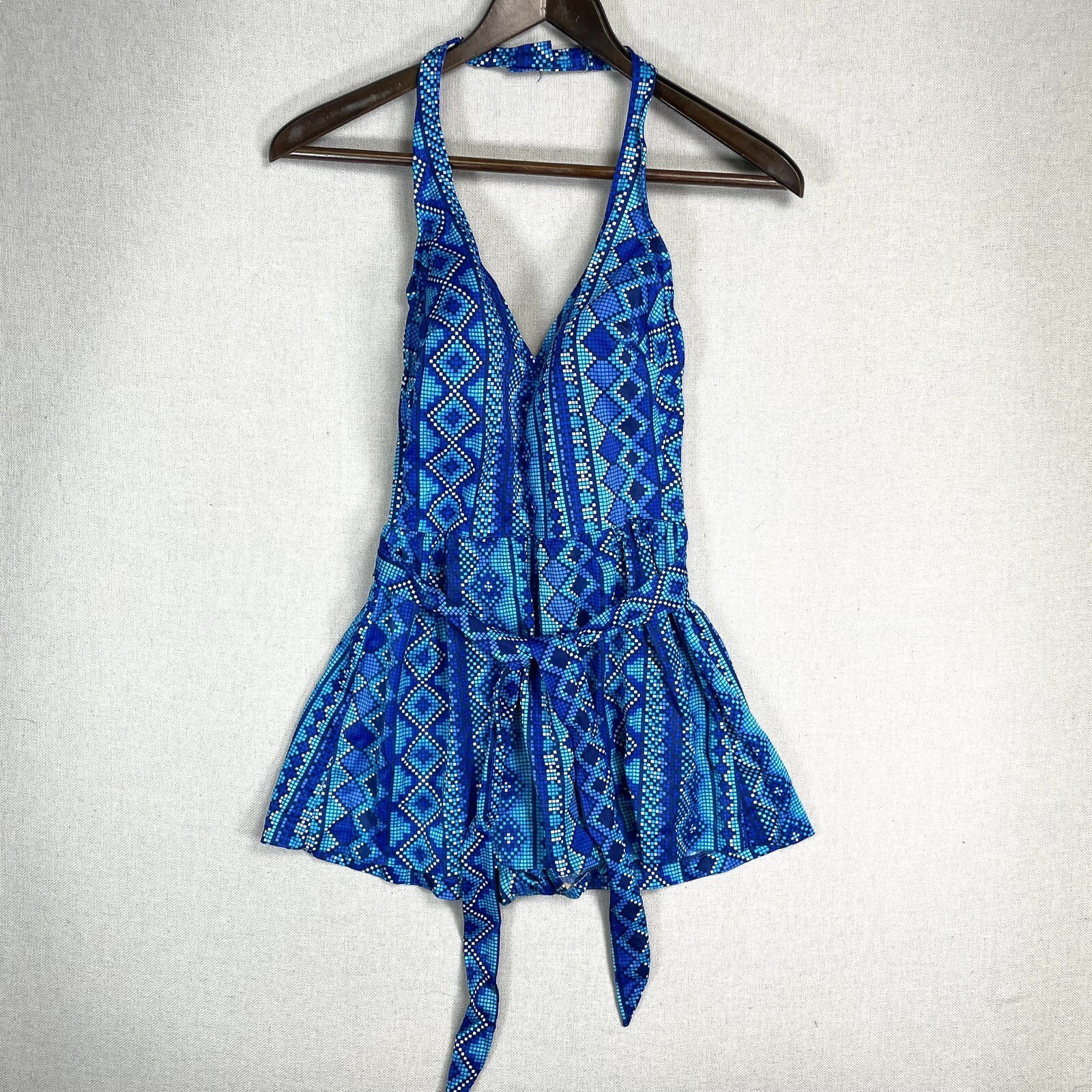 VINTAGE 50s 60s Cole of California One Piece Swimsuit Sz 14 Geometric J24