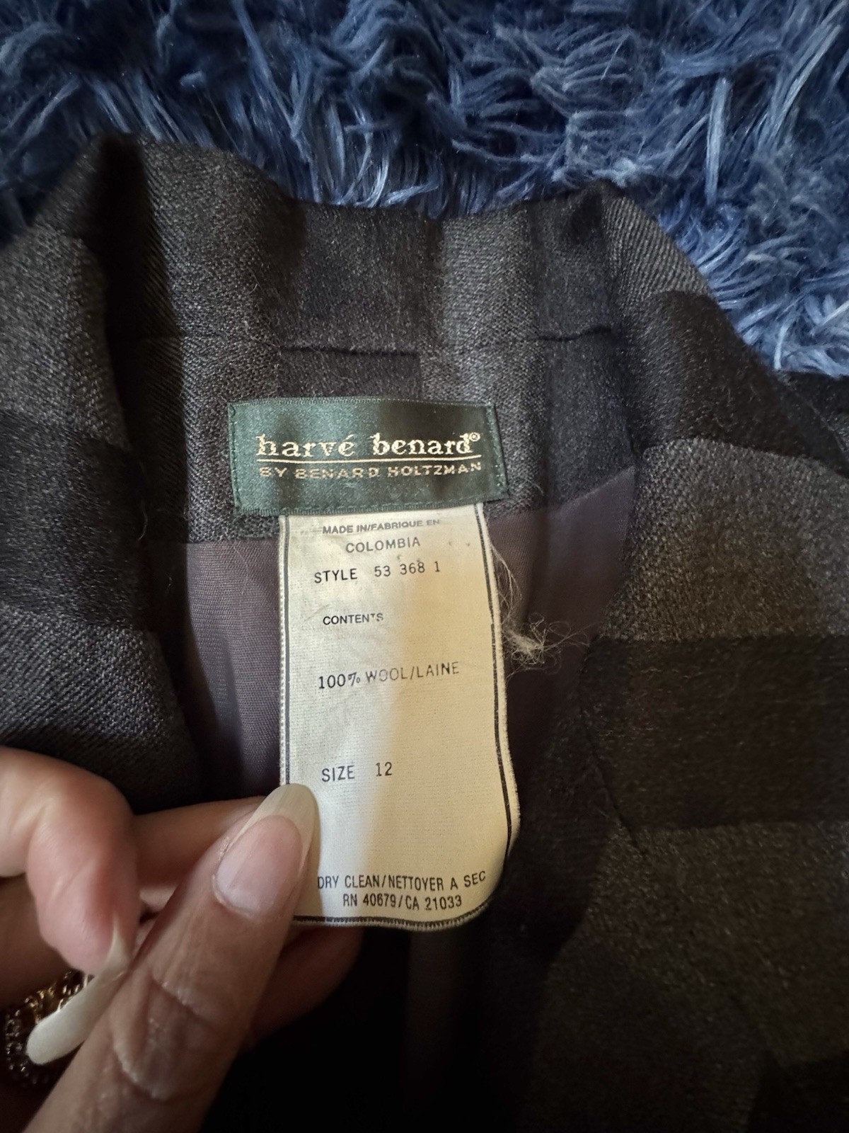Vtg Harve Benard Wool Black Fray Stripe Blazer Jacket Shoulder Pads Double 12 M