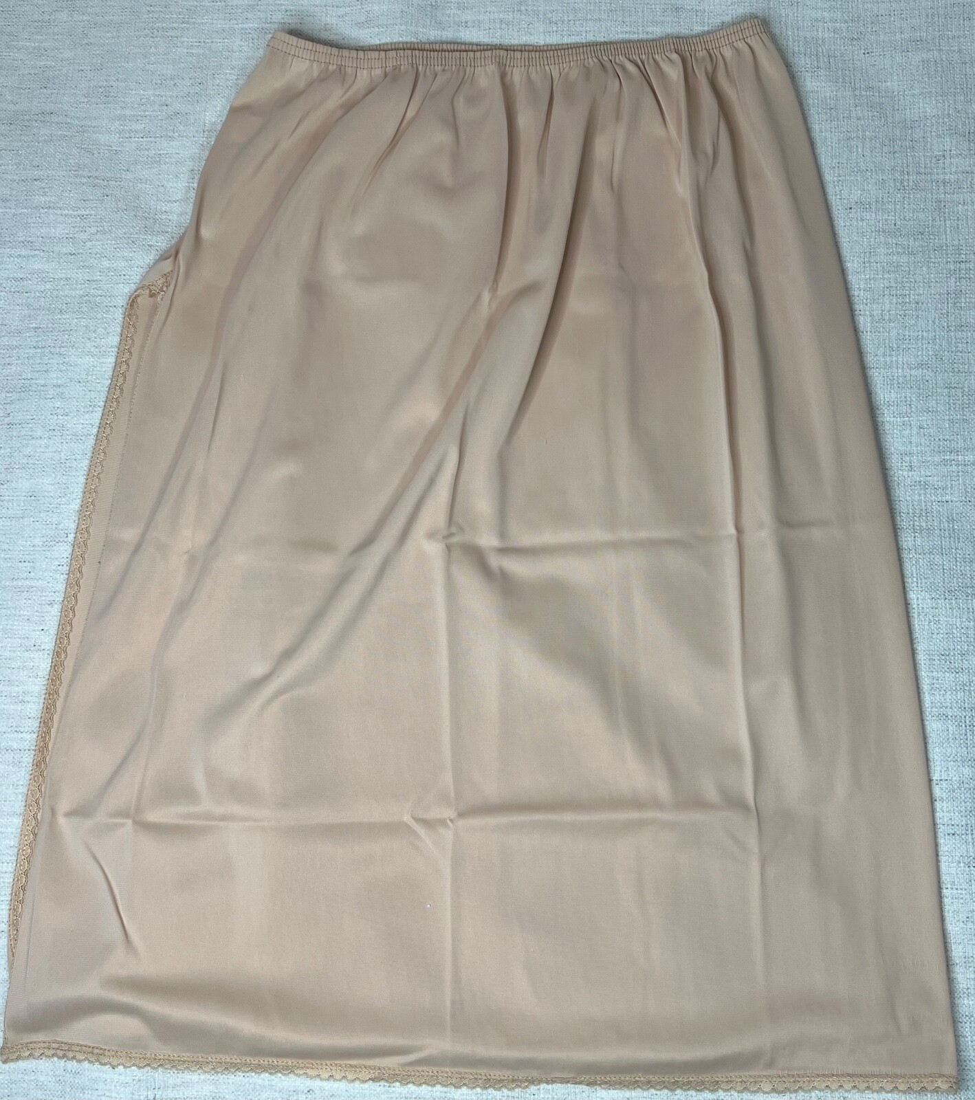 Vintage Blush Brand Tricot Nylon Lace Trim Half Slip Petticoat Large USA made