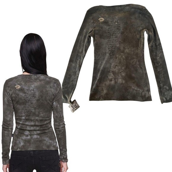 DEADSTOCK Y2K VTG. Sledge Lace Up Grunge Tie Dye Top M/L NWT
