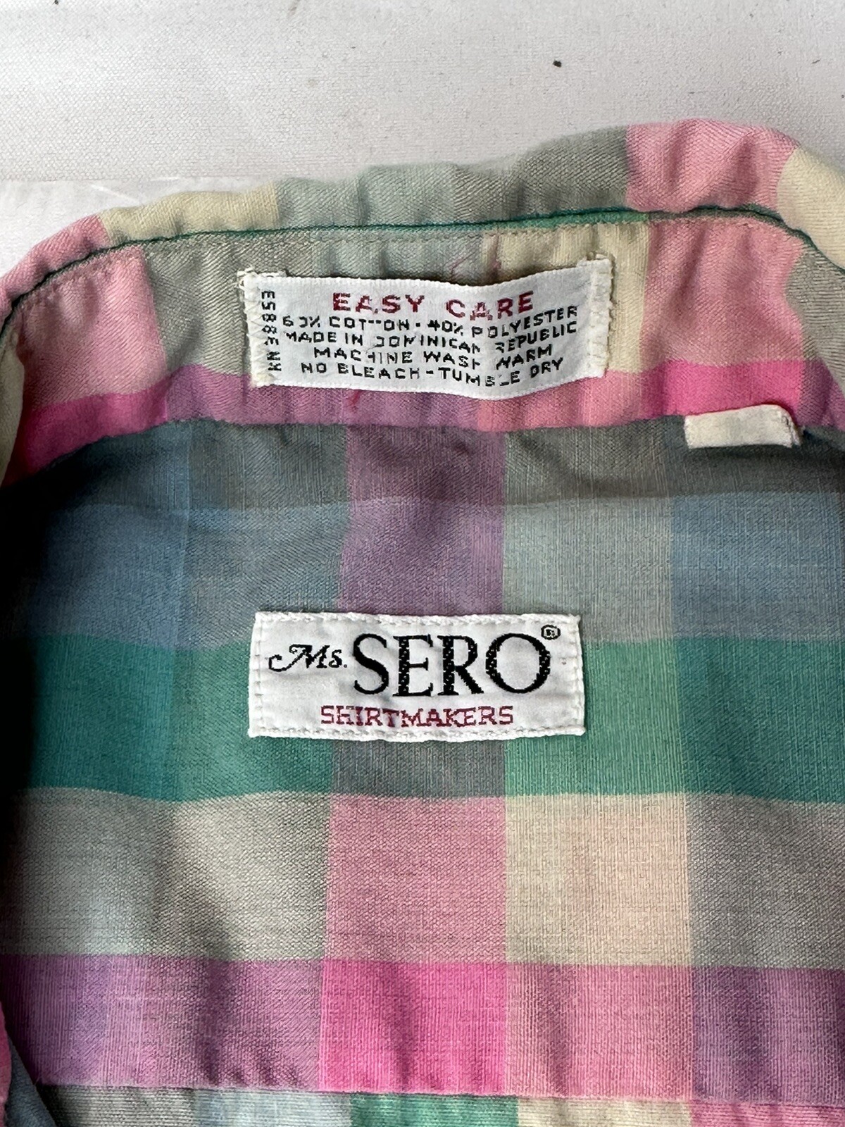 Vtg Ms Sero Women’s Plaid Shirt Top Superfine Poplin Size 12 Short Sleeve