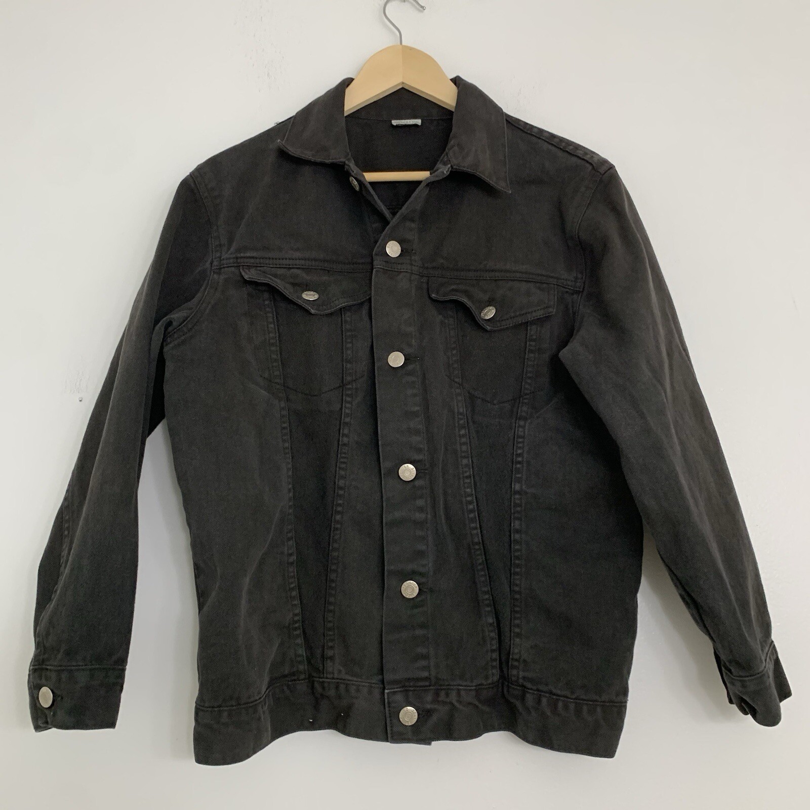Vintage 80s Jeanjer Jeans Womens Medium Oversized Black Trucker Jean Jacket