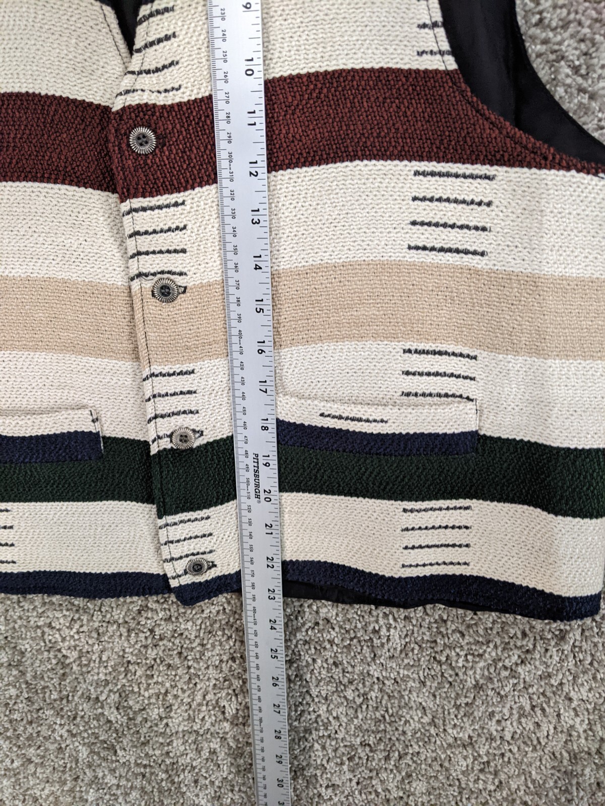 Vintage 90s Allen Wah Native American Vest Men Large Southwestern Stripes Lined