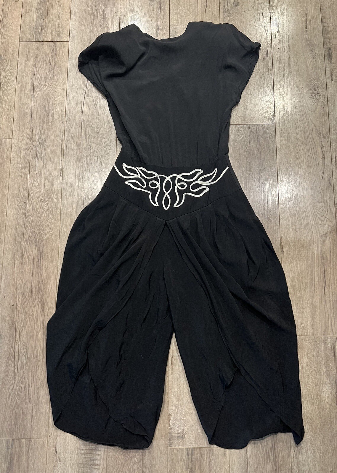 Vintage Boho Jumpsuit Harem Pant Black Sz 12 Miss Ashlee
