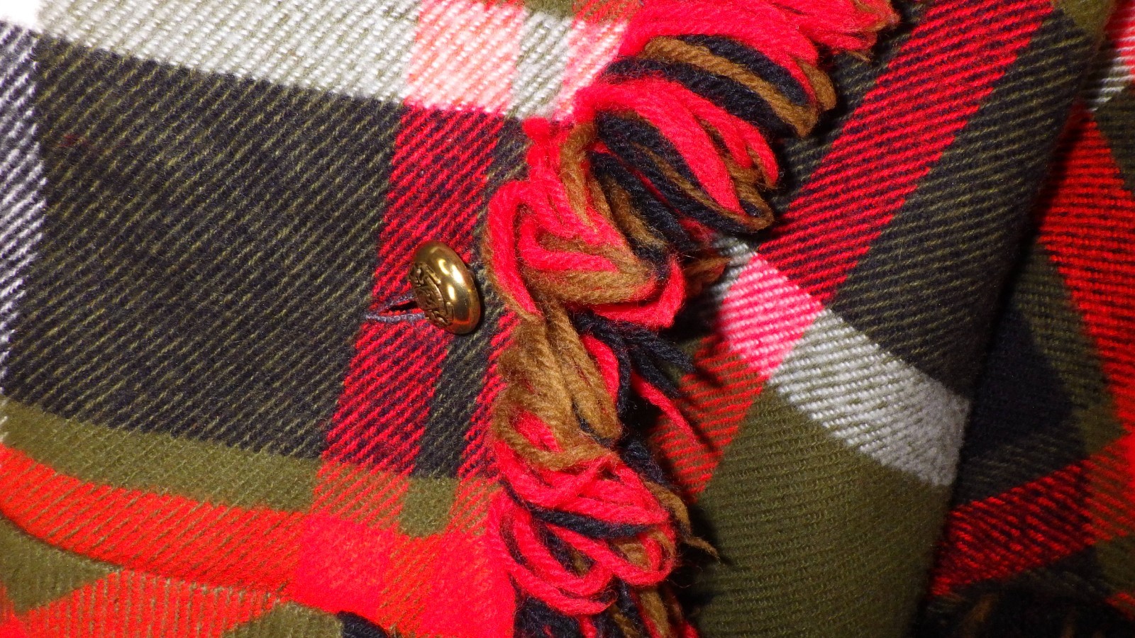Vintage cape plaid tartan reversable red green black white worn 1 TIME hooded