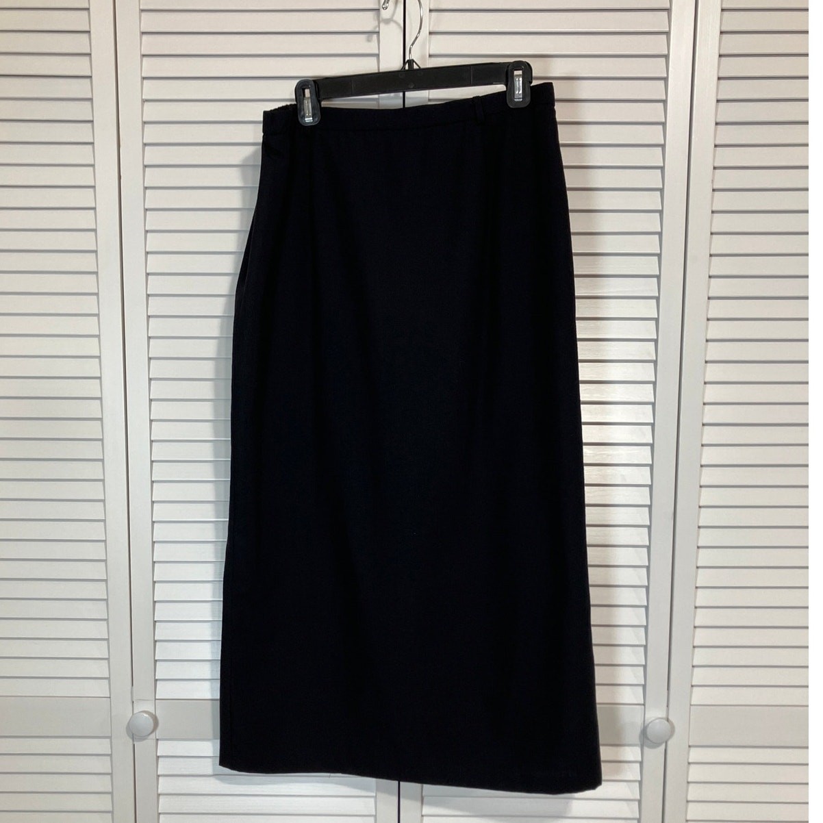 Sag Harbor Vintage 80s 90s Black Straight Flexible Fit Midi Maxi Skirt Women 14