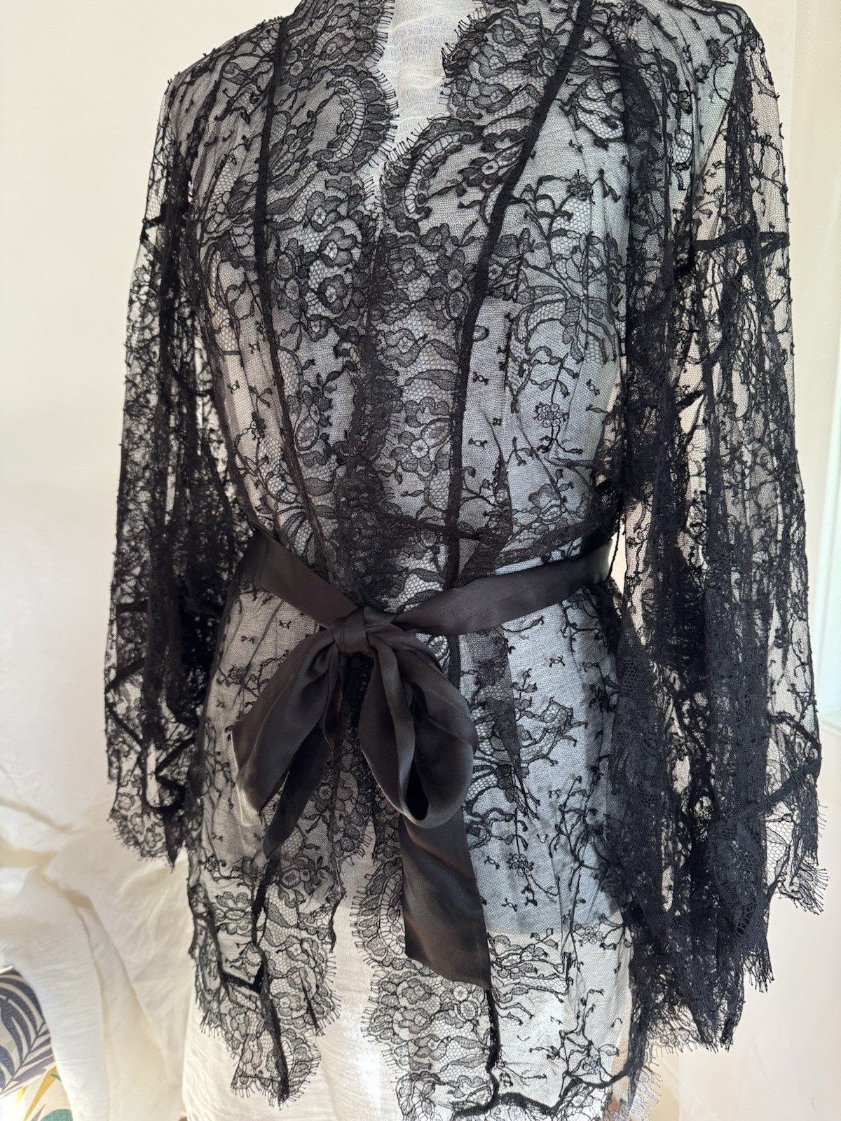 Agent Provocateur Kimono Daniela One Size Black Lace read description