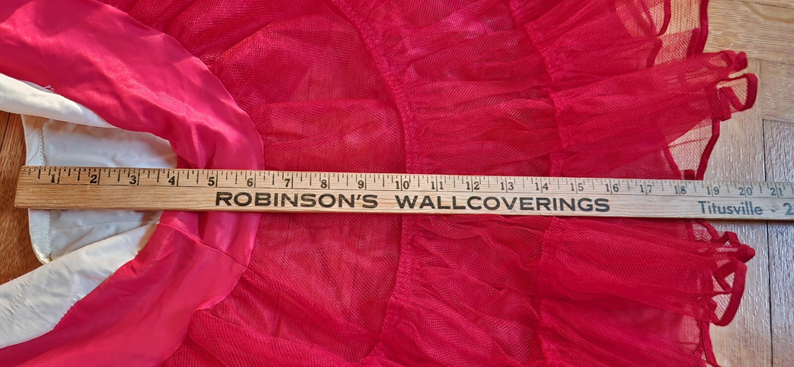 VTG 60’s MALCO MODES RED CHIFFON RUFFLED TIERED PETTICOAT SLIP USA Vanity Fair S