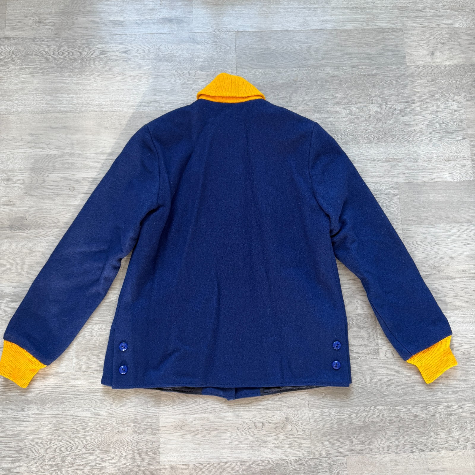 Vintage Butwin Varsity Jacket Wool Letterman Band Patch Blue Sz 14 S M USA