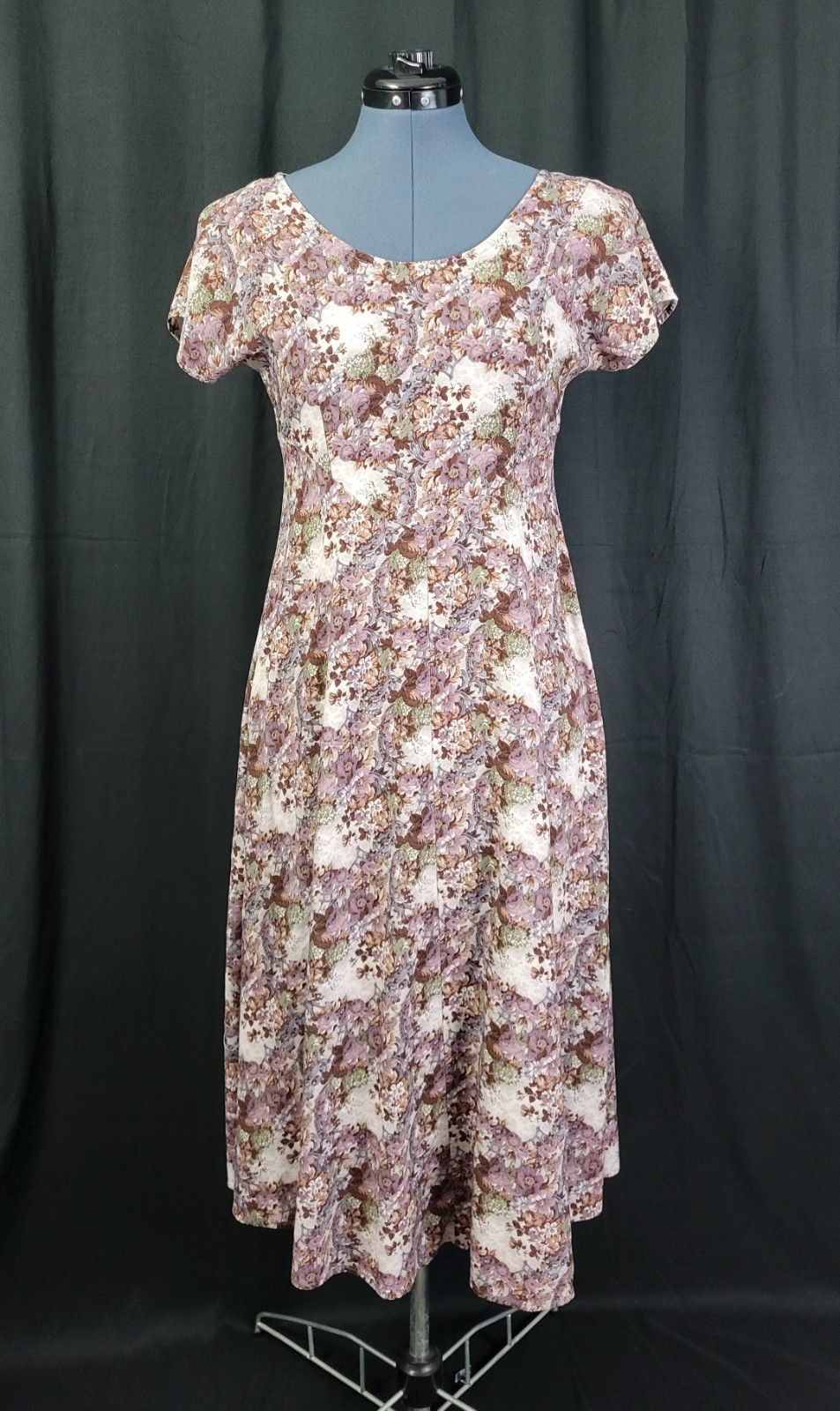Vintage All That Jazz Muted Grey/Purple/Blue Floral Fit & Flare Dress Size XS?