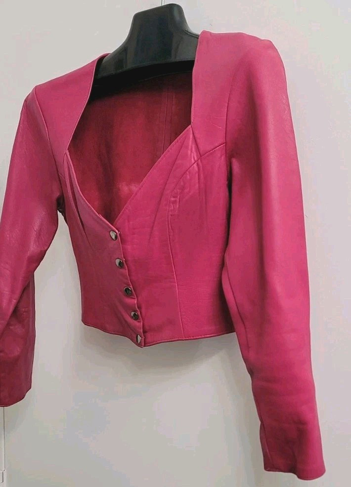 FIRENZE SANTA BARBARA Vintage Pink Soft Calf Leather Jacket Top – Size S