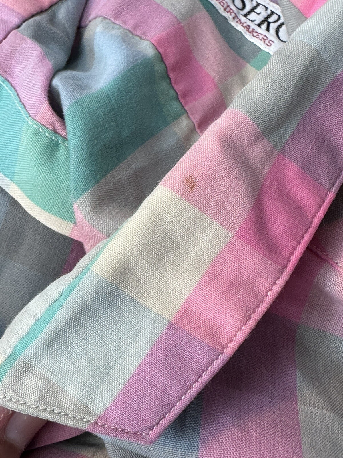 Vtg Ms Sero Women’s Plaid Shirt Top Superfine Poplin Size 12 Short Sleeve