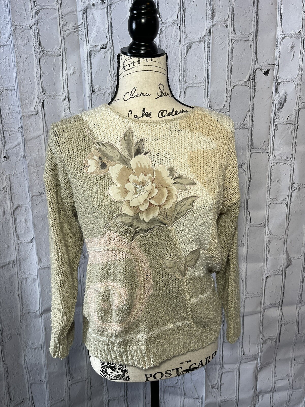 JJ Fargo Womens Vintage Sweater S/M Pink Pastels Cottagecore Knitted Grandma