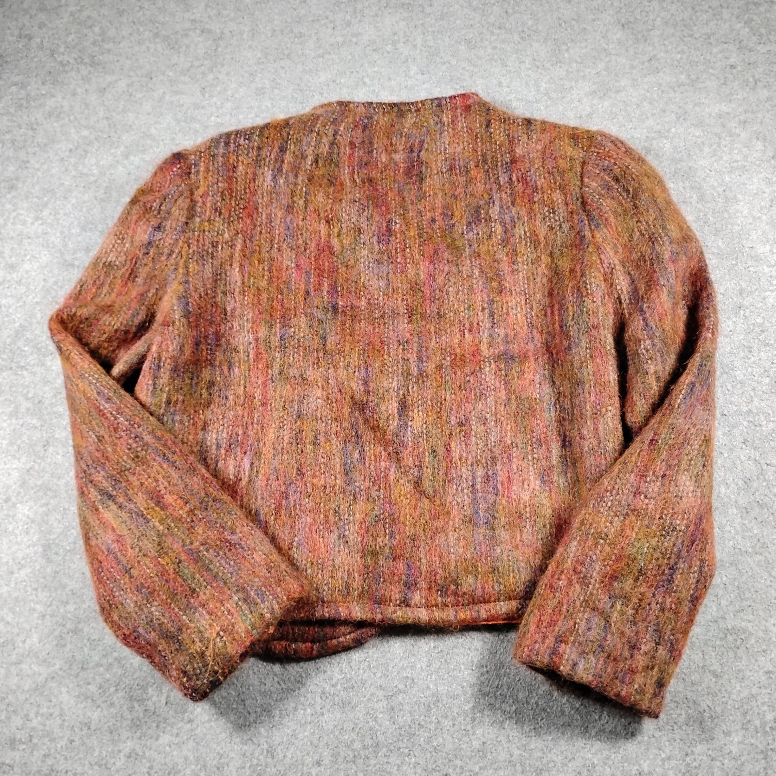 Gregge Sport Crop Open Front Jacket Women’s Size 8 Orange Multicolor Mohair Wool