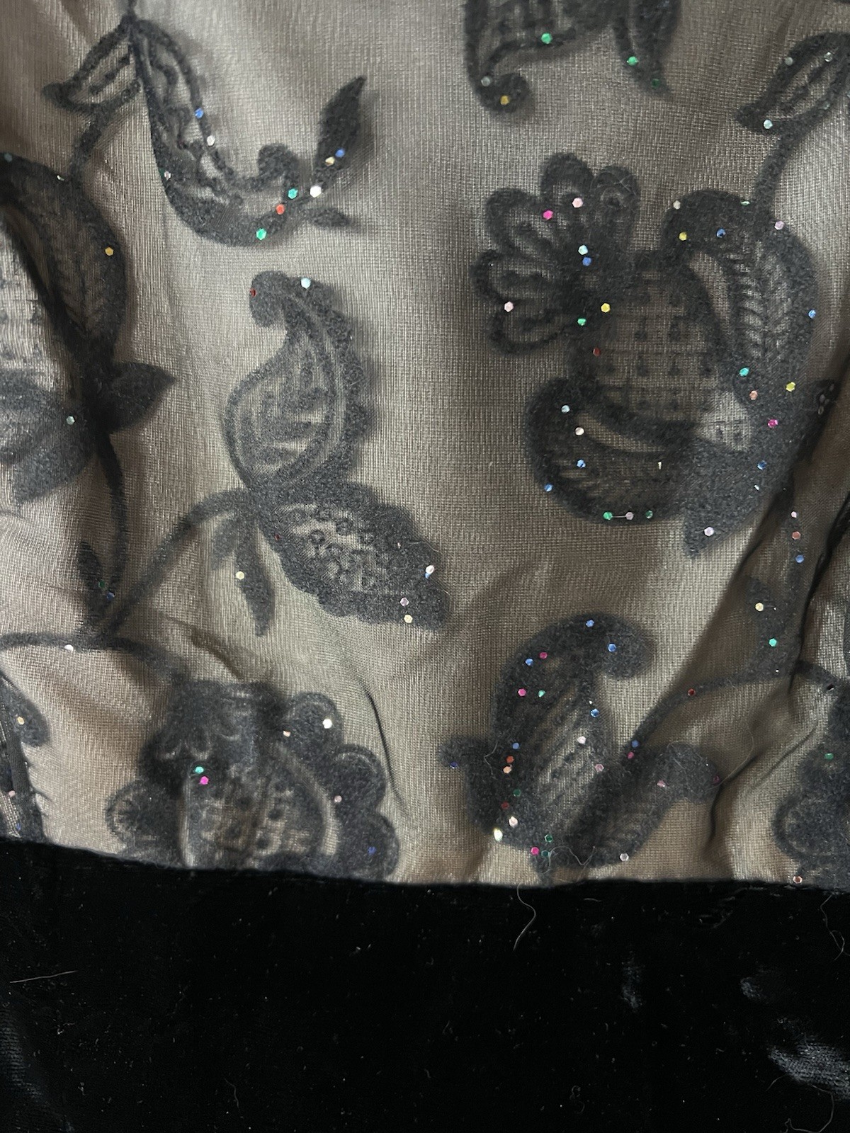 Vintage Hand Made Party Dress, Black Lace And Velvet, Knee Length, Fits Like 6