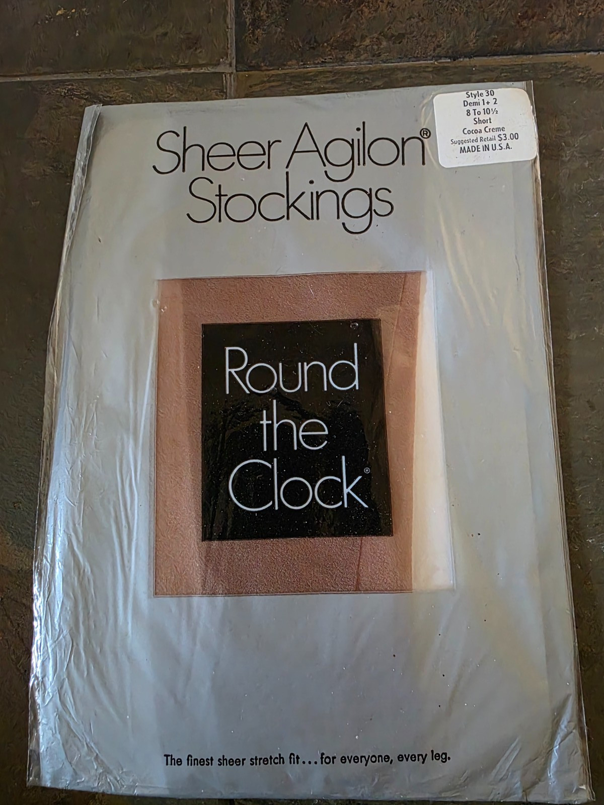 NIP Vtg Round the Clock Sheer Agilon Stockings 9 1/2-10 1/2 Tango Demi-2 Short