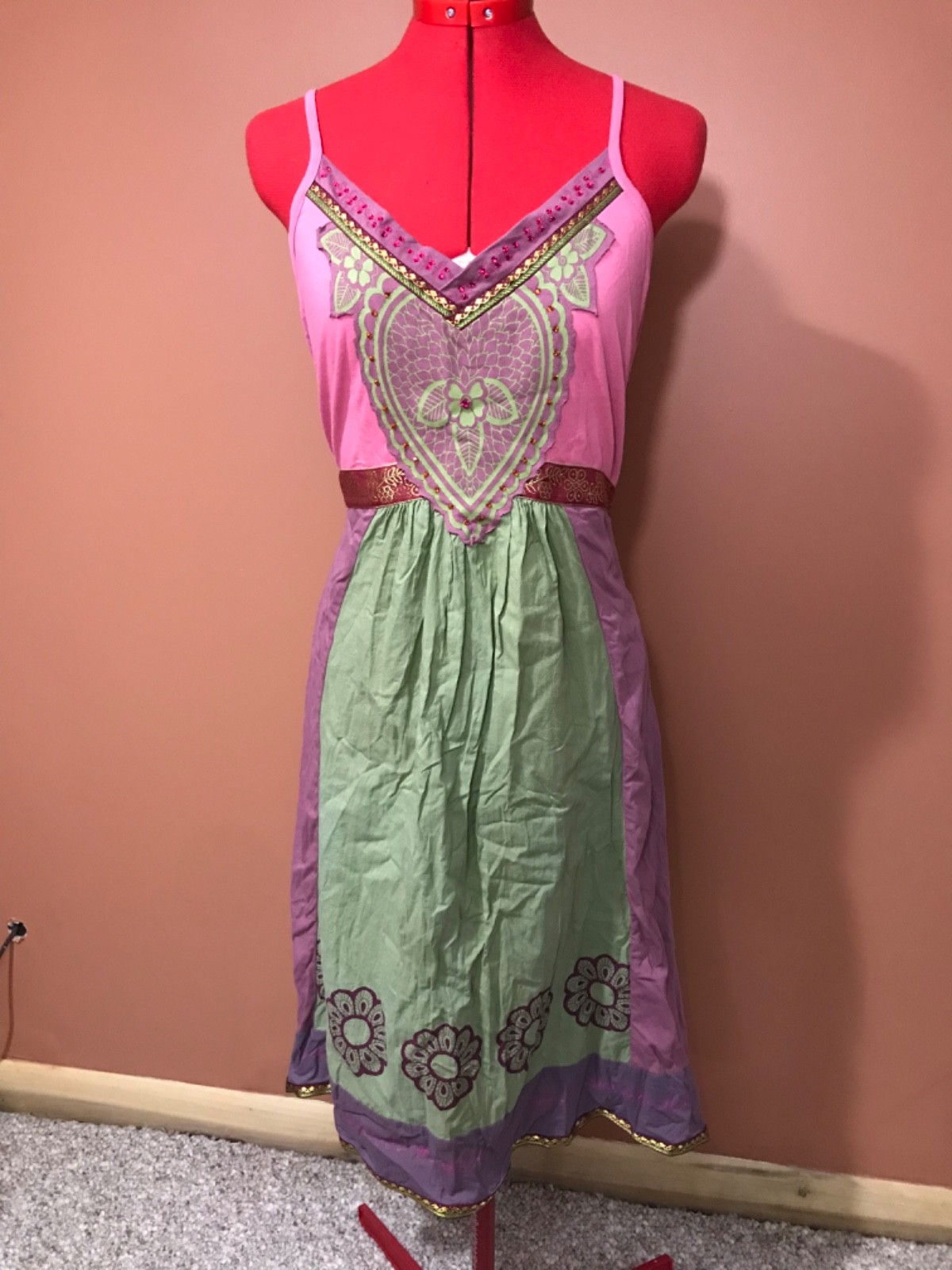 vintage Y2K Phool boho hippie mauve cotton dress size small india