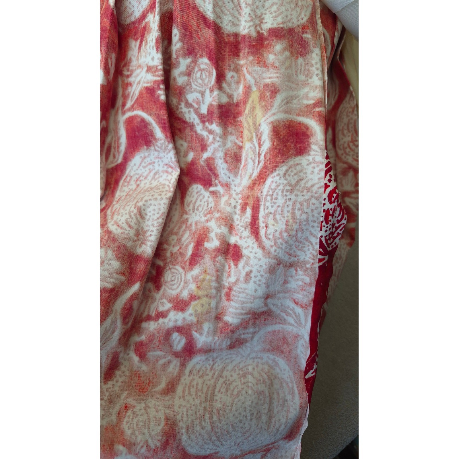 Vintage i Magnin Fit Flare Midi Dress Red Pomegranate Print Made France Size M
