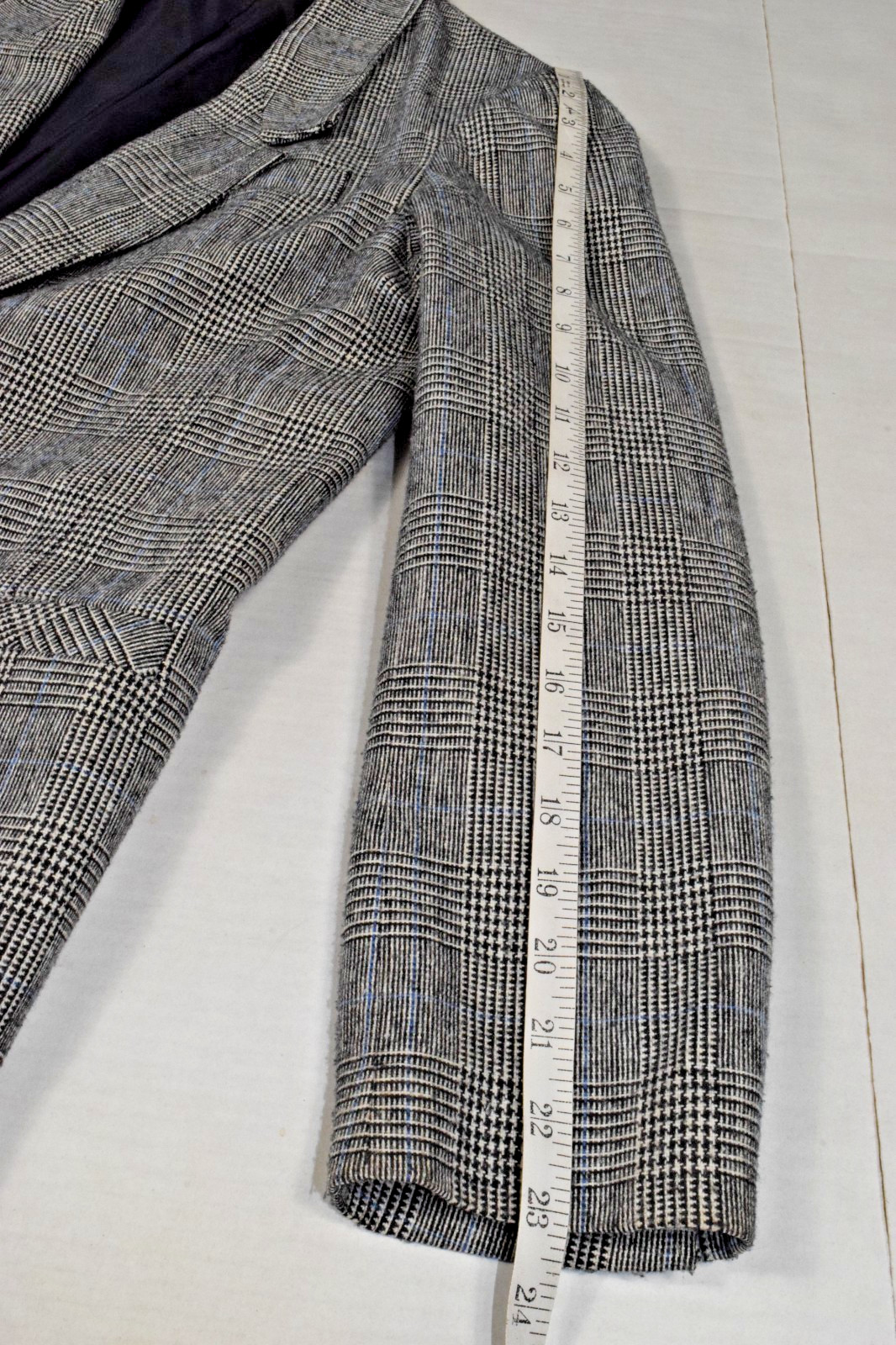 Vintage Blazer TR Bentley Size M 80s Black Glen Plaid Blue Detail Made Poland