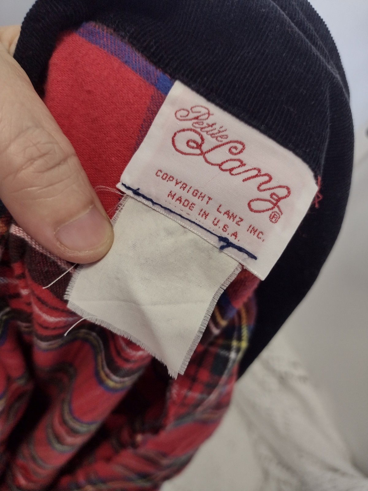 Vintage Petite Lanz Red Plaid Flannel Dress Peplum Corduroy Tartan 80s USA