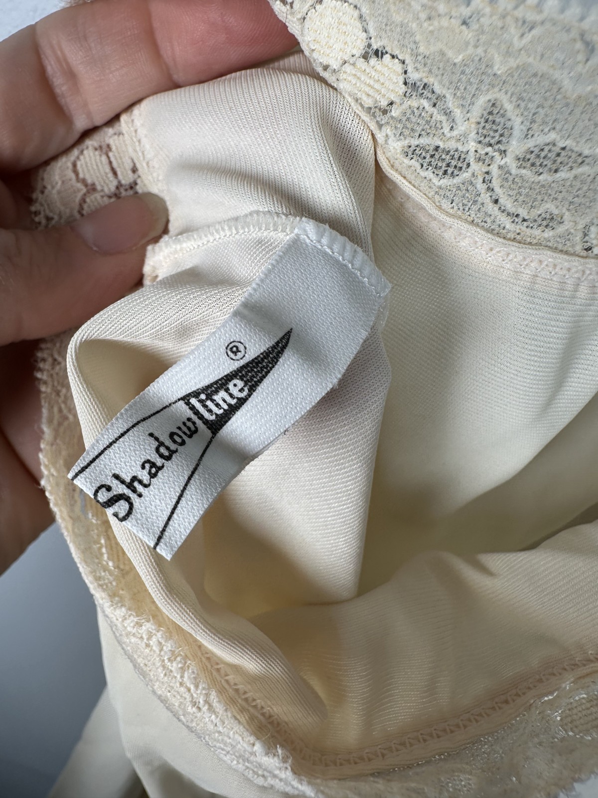 Vintage Shadowline Small 1/2 Slip Womens Cream Nylon Lace Skirt Pull On USA Made