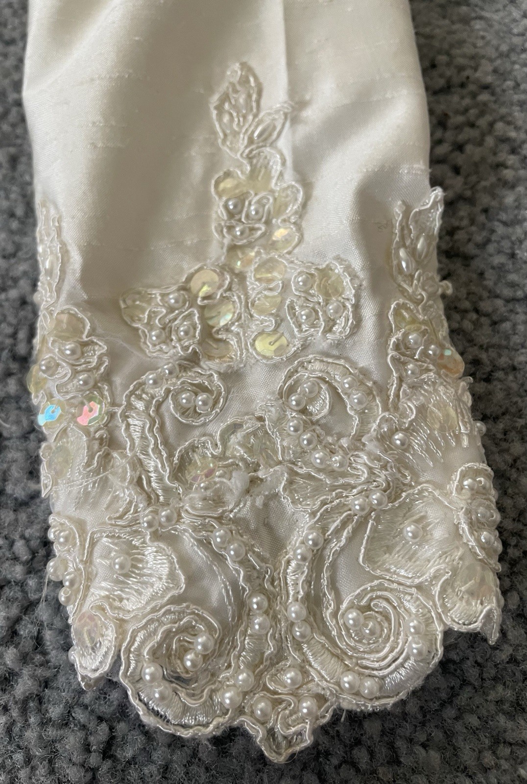 Vtg 80s Embellished Wedding Gown Sz 6 Ivory Floral Embroidery Removable Train