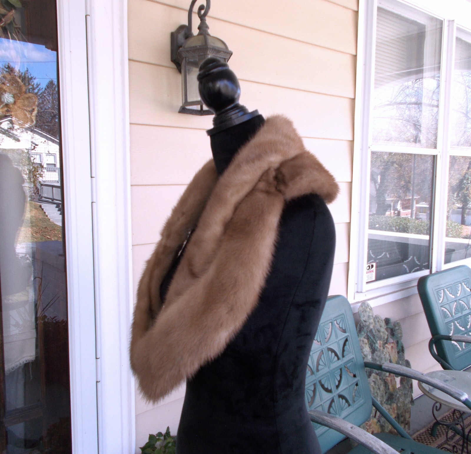 Vintage Light Golden Brown Carol Brent Mink Fur Collar Stole Scarf 39″ Long