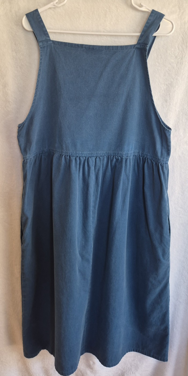 Vintage Sunbelt Noahs Ark Applique Denim Jumper Dress 90s Cottagecore M Folk Art