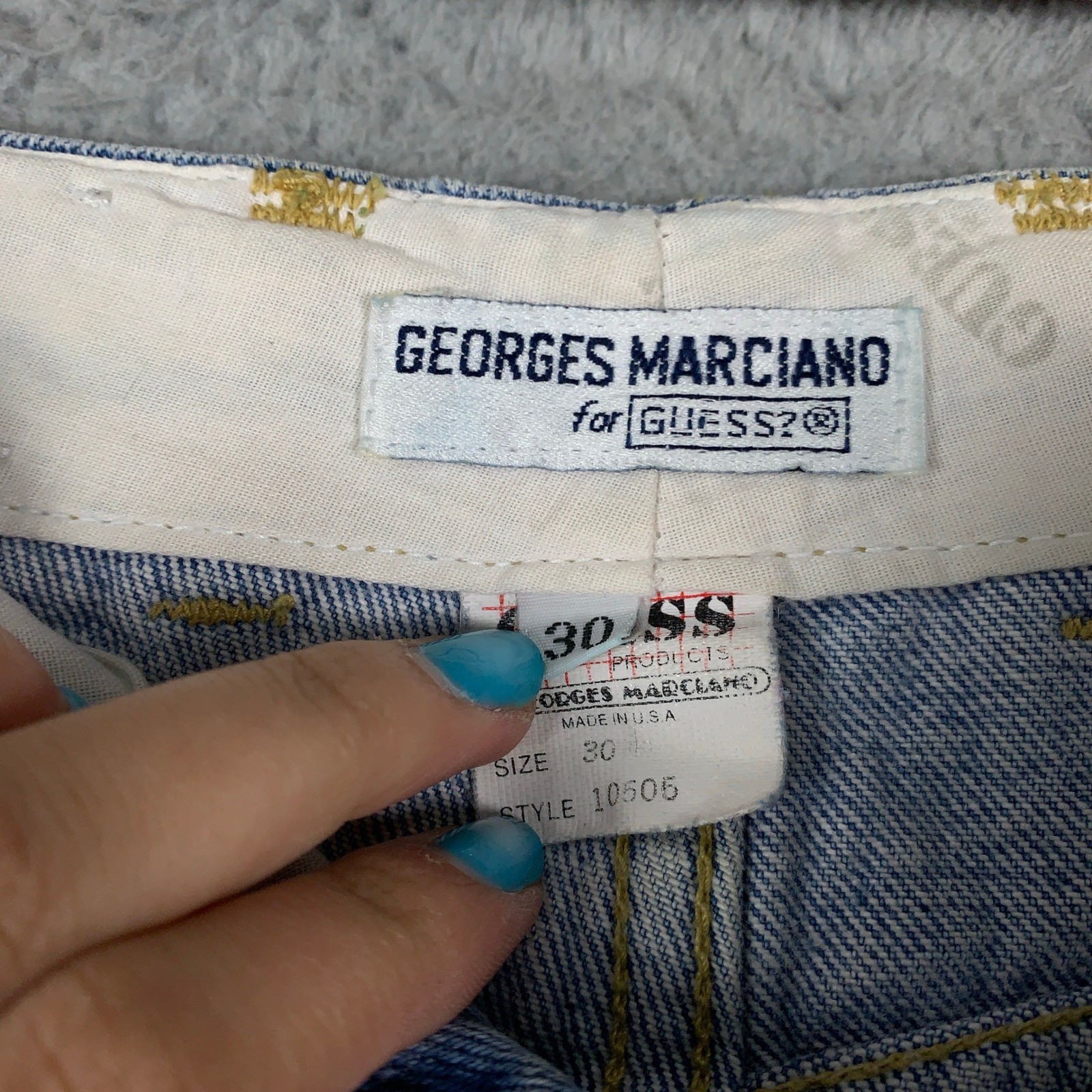 Vintage Guess Georges Marciano Denim Skirt Womens 30 Blue Button Fly High Waist