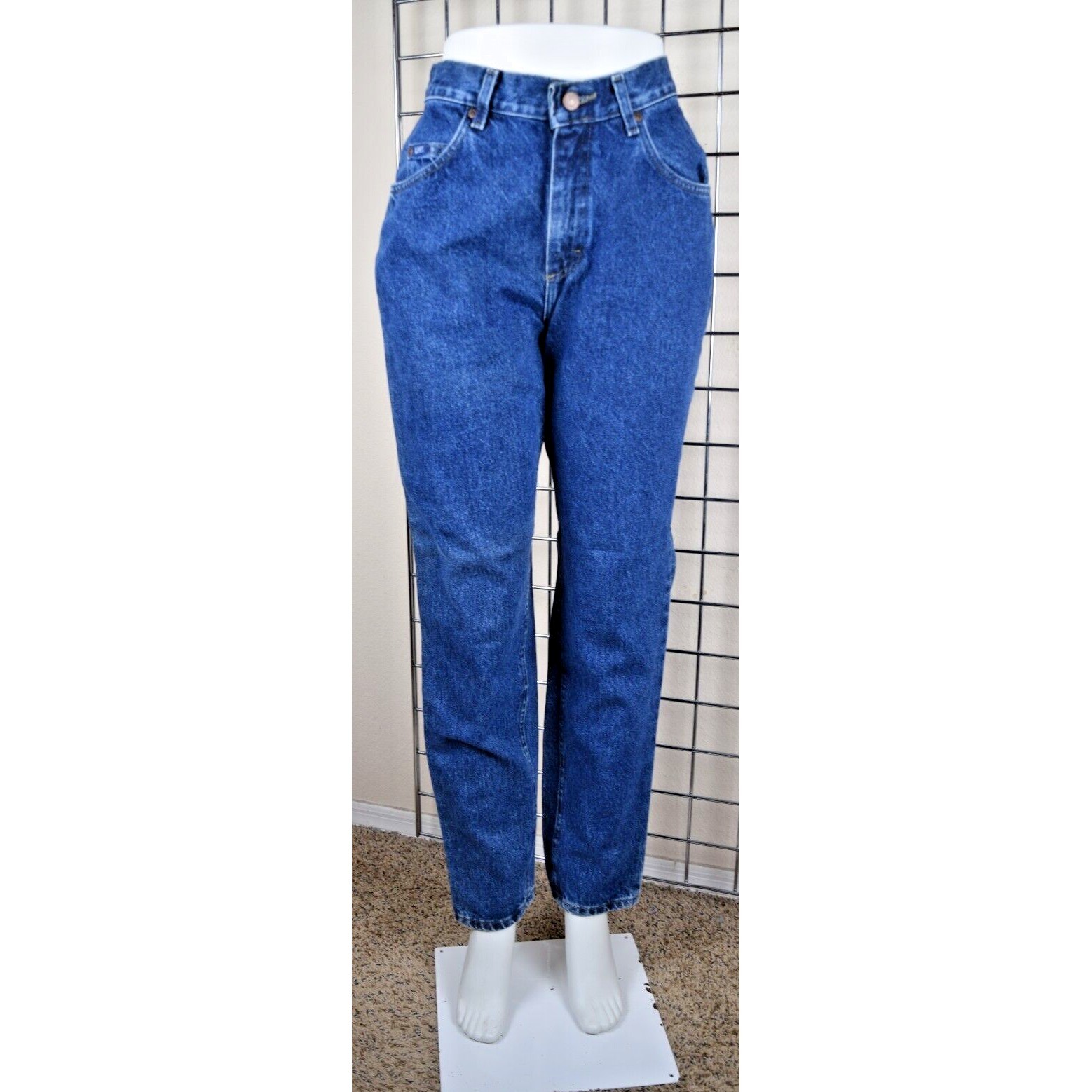 Vintage Lee Jeans 26X31 80s Indigo Wash High Waist Tapered Classic Fit Made USA