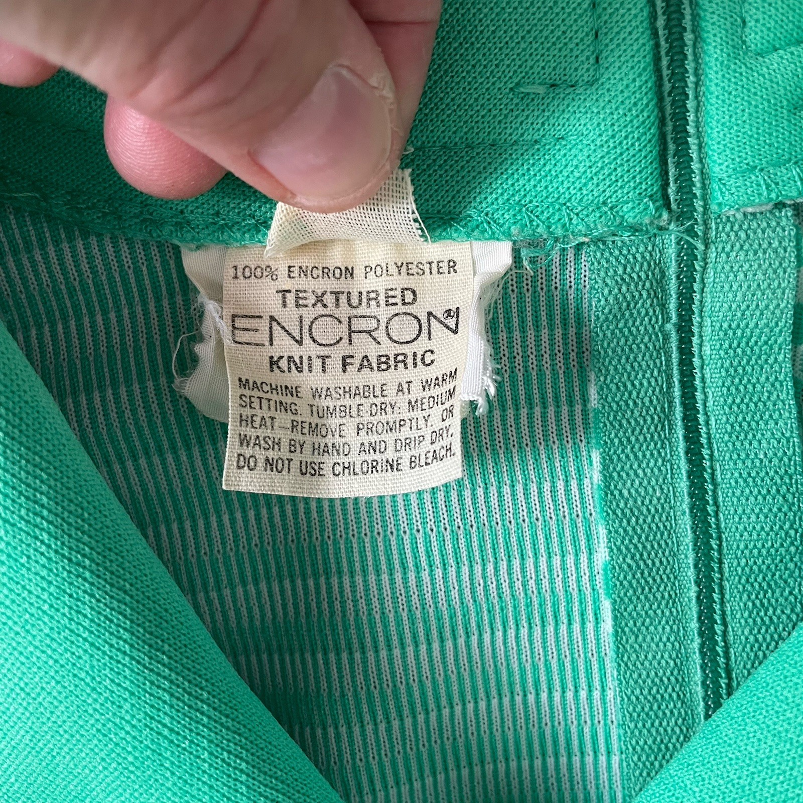 Vintage 70s Marty Gutmacher Knit Pantsuit Green White Lounge Disco Retro M?