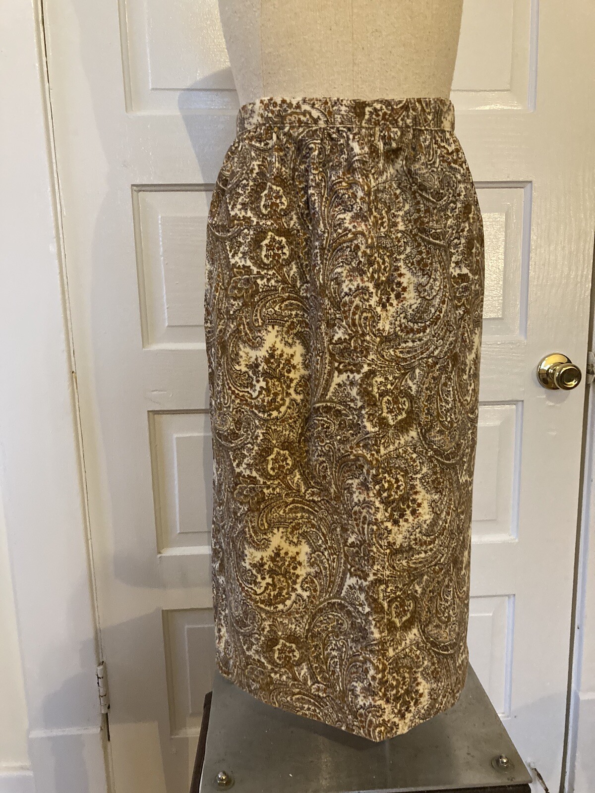 Vintage Set 1970s Corduroy Jacket & Skirt Paisley Handmade Costume Suit