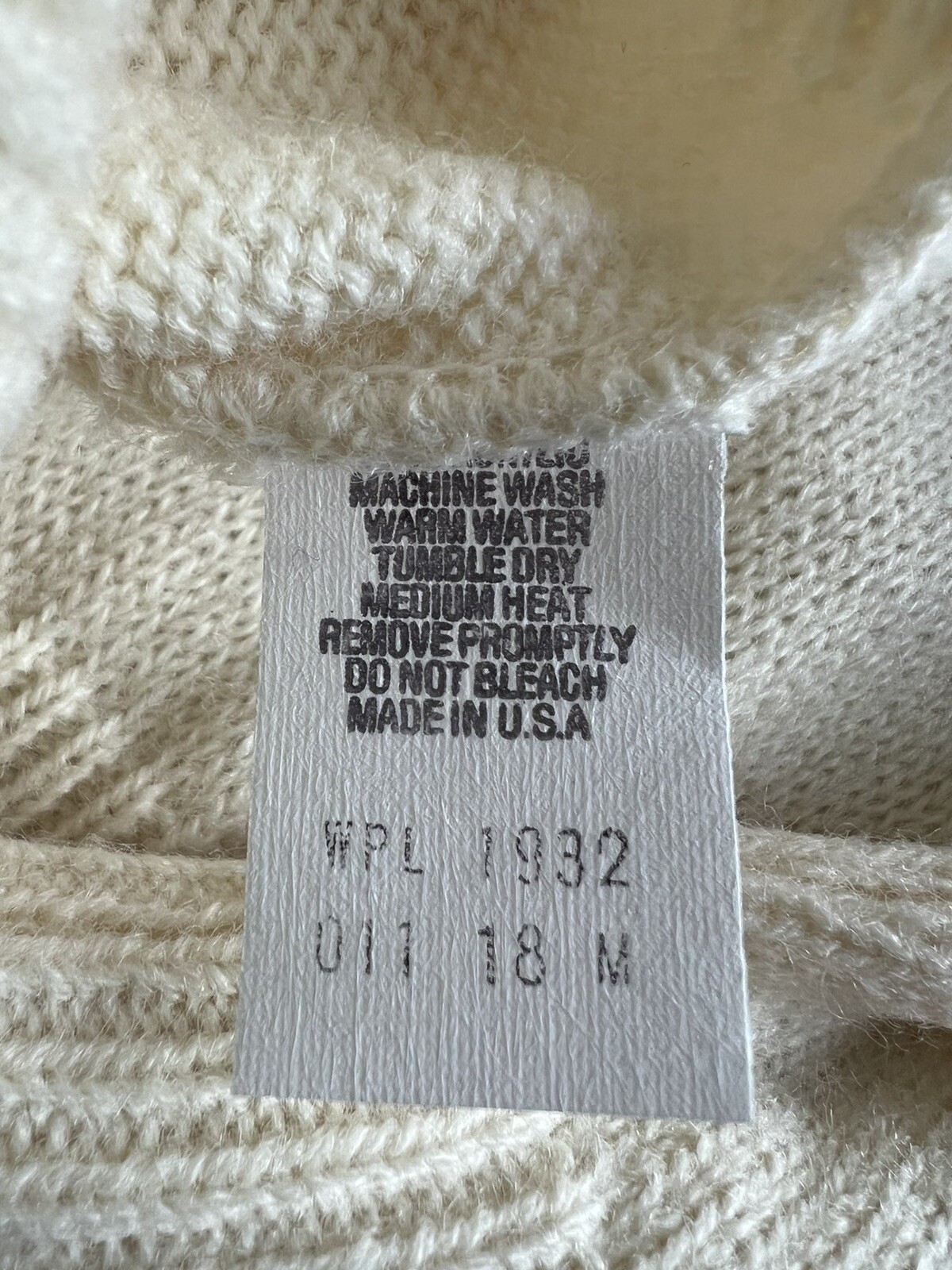 Vintage 1980s Picket and Post Acrylic Ivory Cream Sweater Size M NEW NOS
