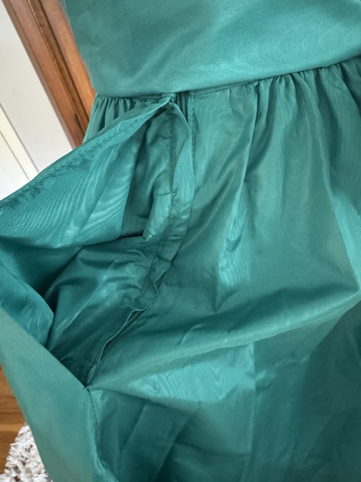 Vintage Lamz Originals Dress Turquoise Sz 4 Off Shoulder Ruffle Party Gown 80s