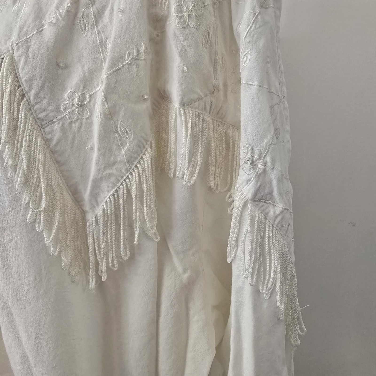 Vintage Bonjour White Button Top Fringe Embroidered Cowgirl Western Festival